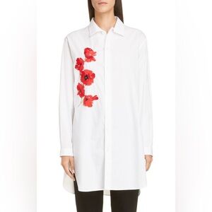 NWT $698 Y's by Yohji Yamamoto Embroidered Poppy Shirt Blouse
